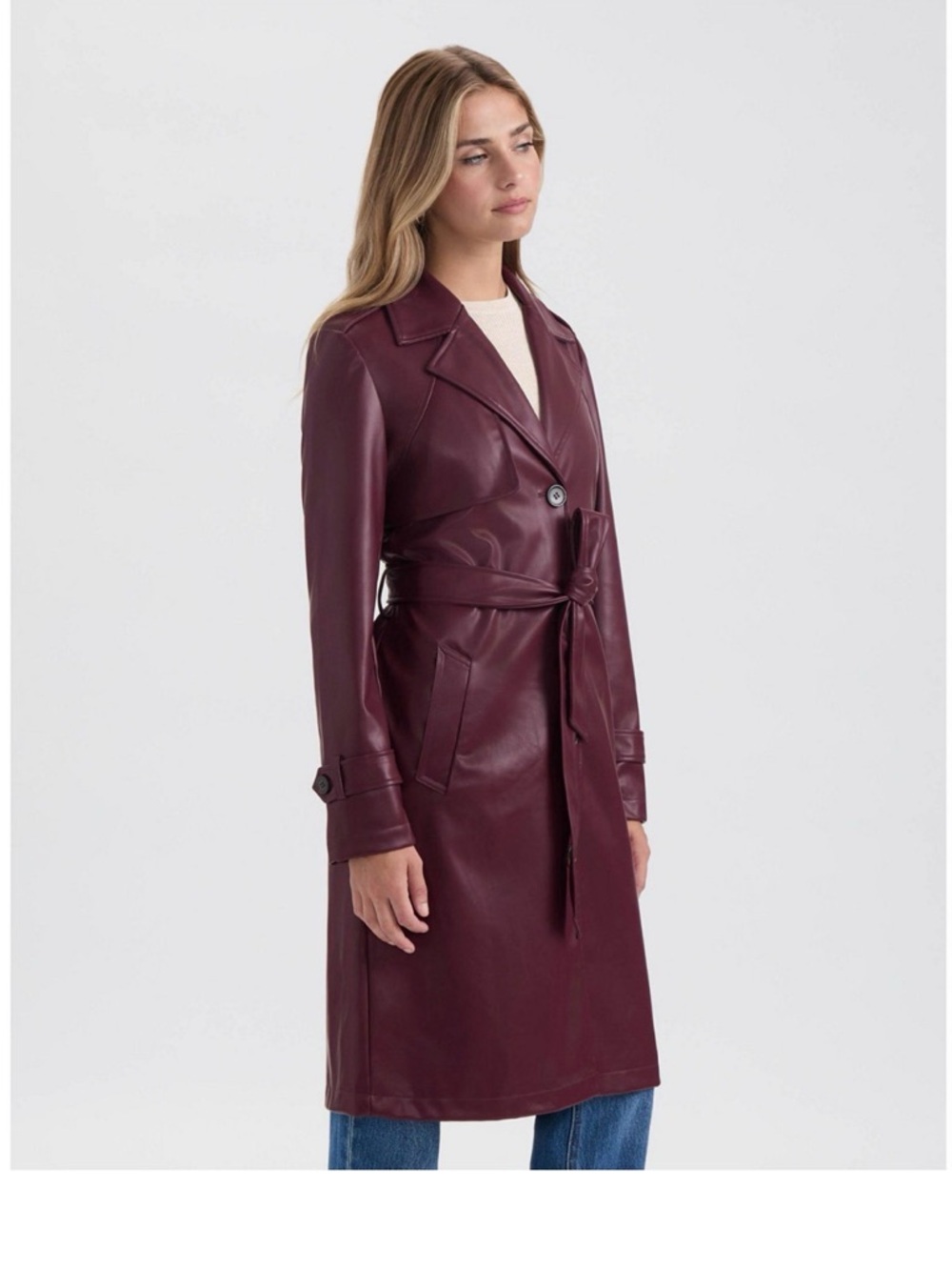 Anthropologie NVLT Faux Leather Belted Trench Coat premium vegan leather
456